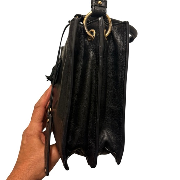 black leather satchel-style handbag from Via Spiga beautiful three compartments - Picture 4 of 16